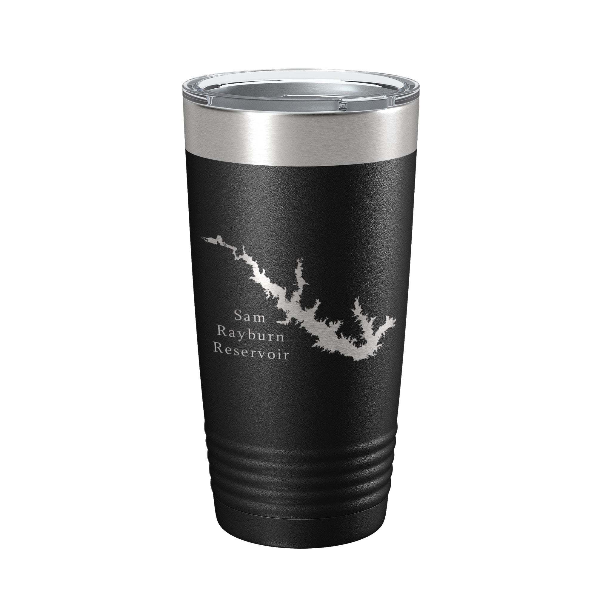 Sam Rayburn Reservoir Tumbler Lake Map Travel Mug Isoliert, lasergravierte Kaffeetasse Texas 20 oz