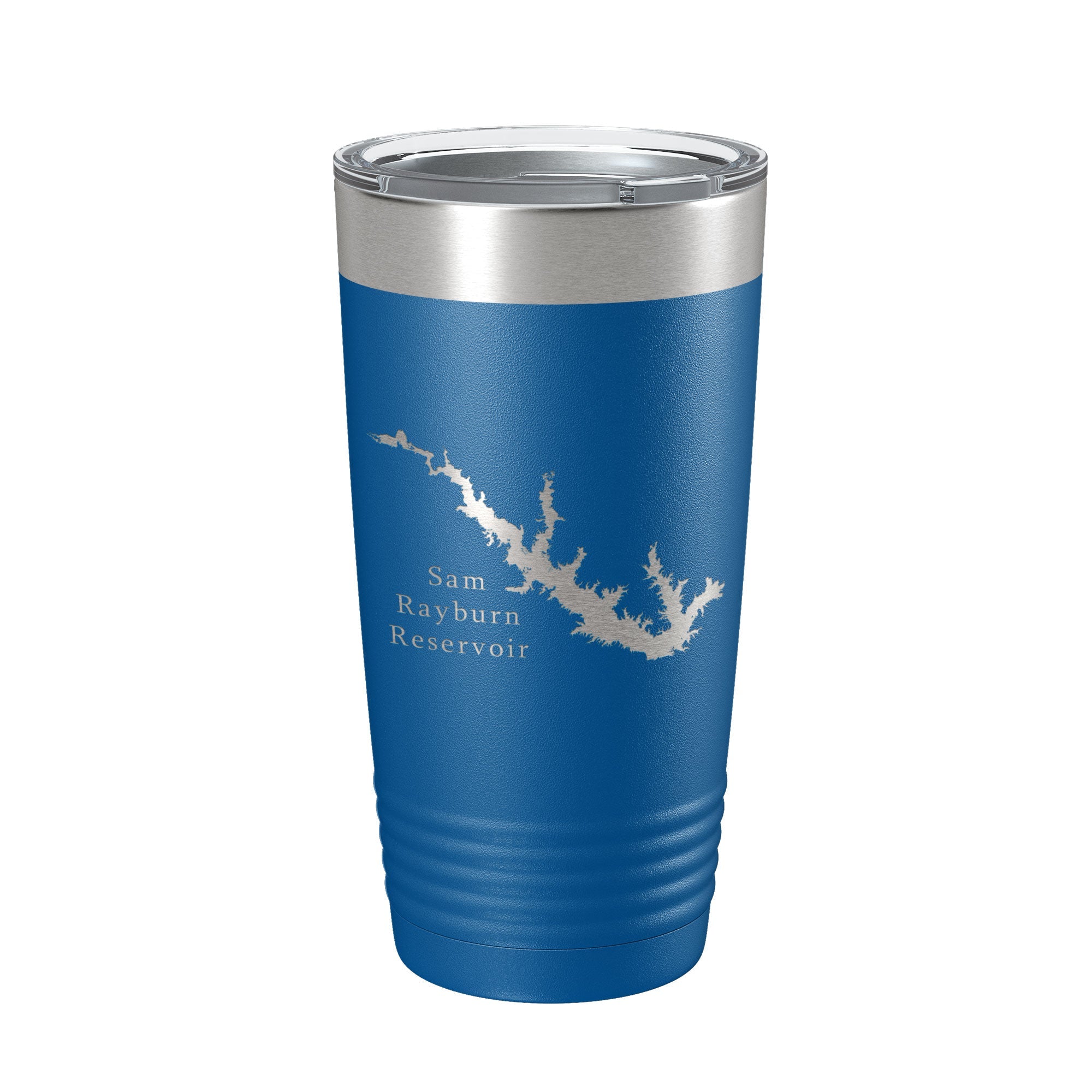 Sam Rayburn Reservoir Tumbler Lake Map Travel Mug Isoliert, lasergravierte Kaffeetasse Texas 20 oz