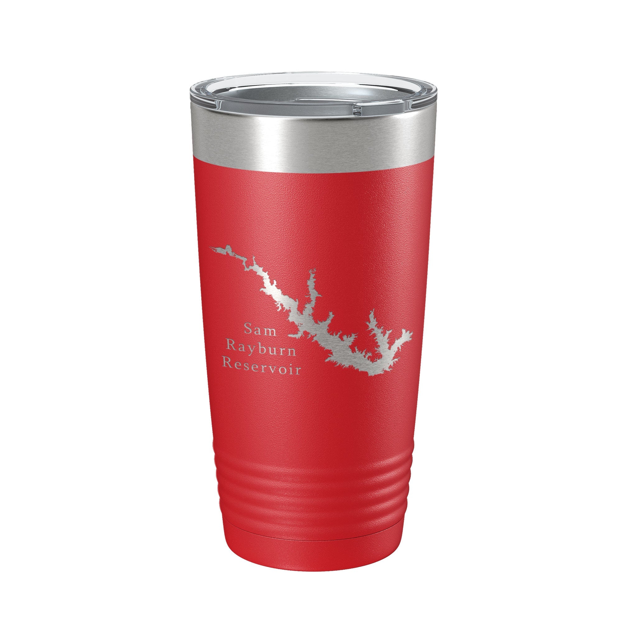 Sam Rayburn Reservoir Tumbler Lake Map Travel Mug Isoliert, lasergravierte Kaffeetasse Texas 20 oz