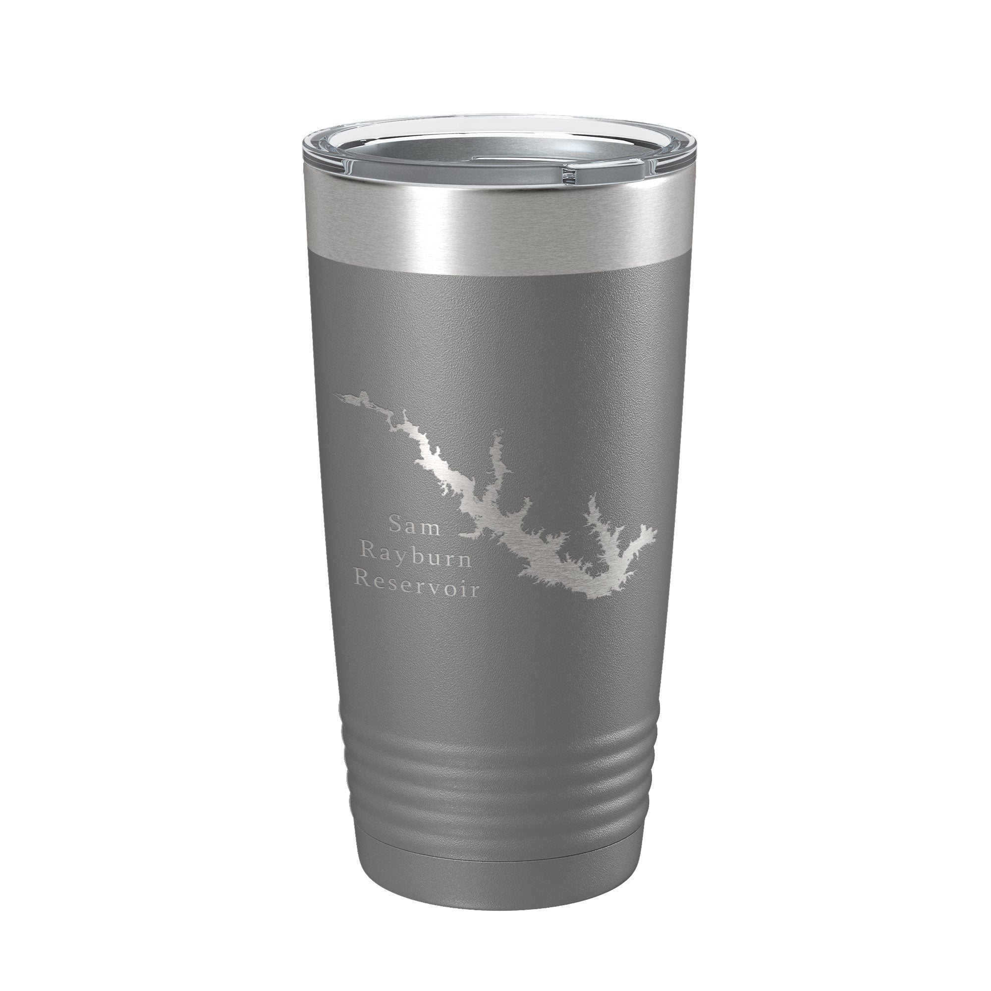 Sam Rayburn Reservoir Tumbler Lake Map Travel Mug Isoliert, lasergravierte Kaffeetasse Texas 20 oz