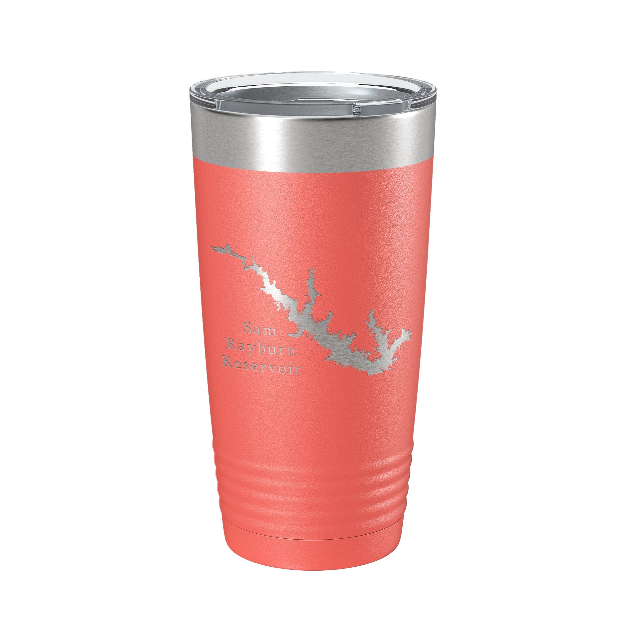 Sam Rayburn Reservoir Tumbler Lake Map Travel Mug Isoliert, lasergravierte Kaffeetasse Texas 20 oz
