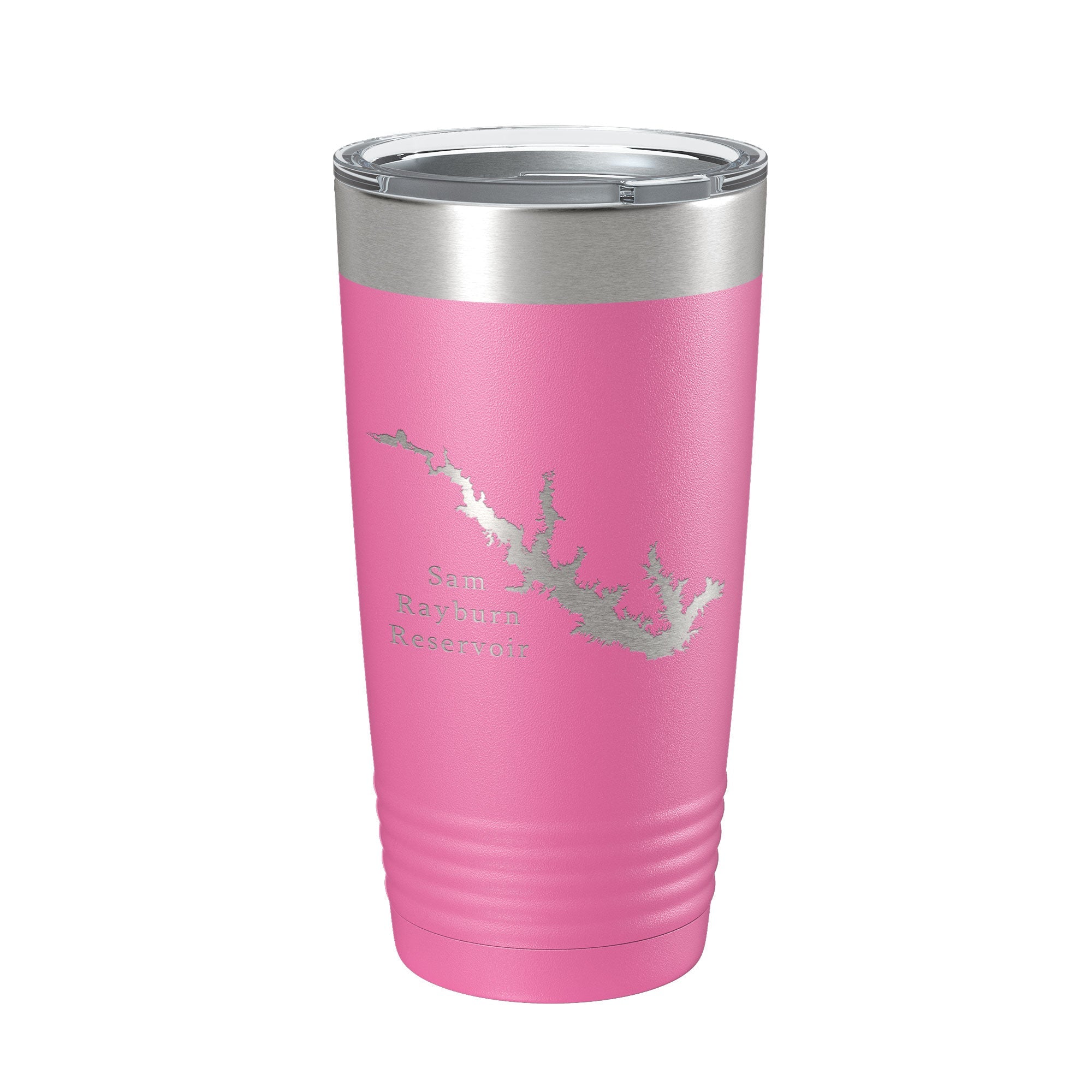 Sam Rayburn Reservoir Tumbler Lake Map Travel Mug Isoliert, lasergravierte Kaffeetasse Texas 20 oz