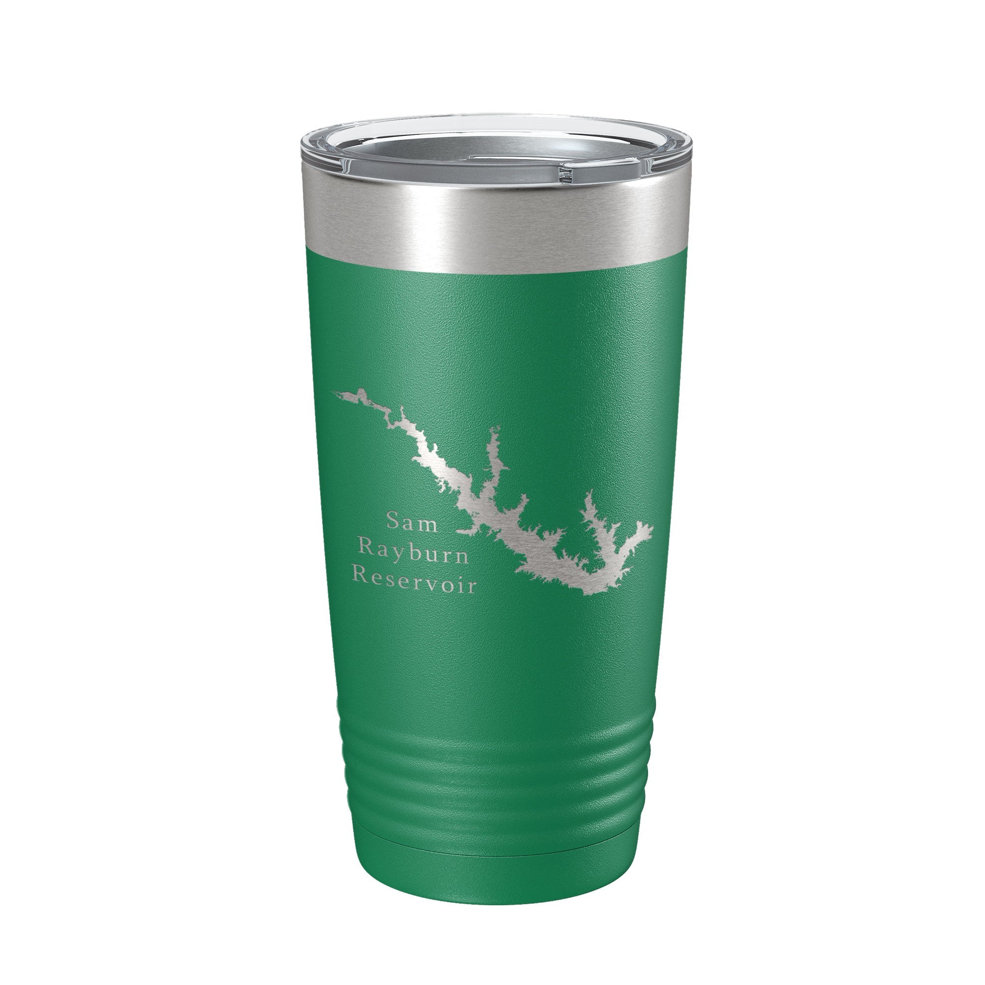 Sam Rayburn Reservoir Tumbler Lake Map Travel Mug Isoliert, lasergravierte Kaffeetasse Texas 20 oz