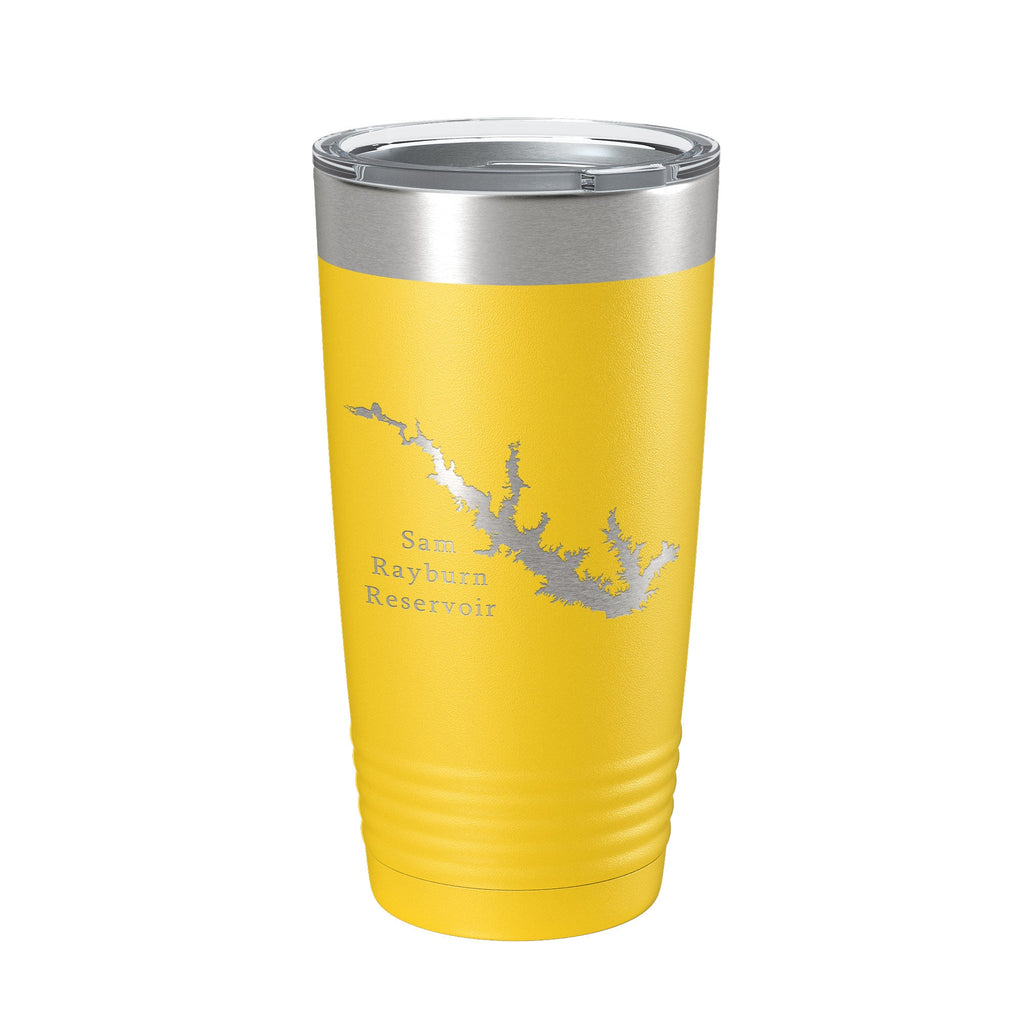 Sam Rayburn Reservoir Tumbler Lake Map Travel Mug Isoliert, lasergravierte Kaffeetasse Texas 20 oz