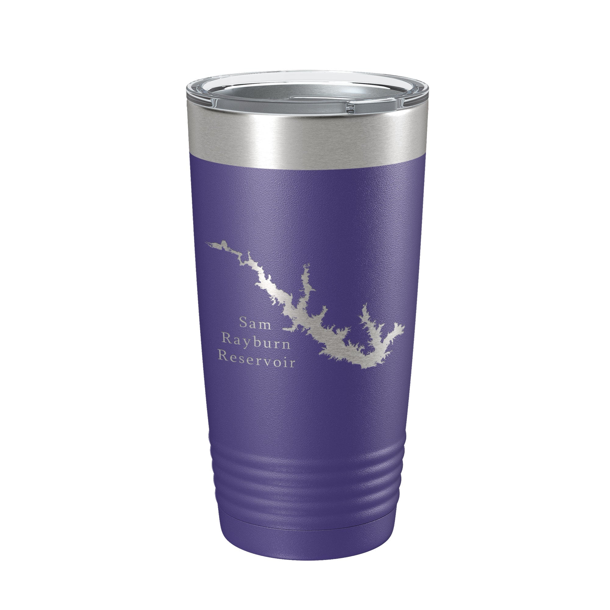 Sam Rayburn Reservoir Tumbler Lake Map Travel Mug Isoliert, lasergravierte Kaffeetasse Texas 20 oz