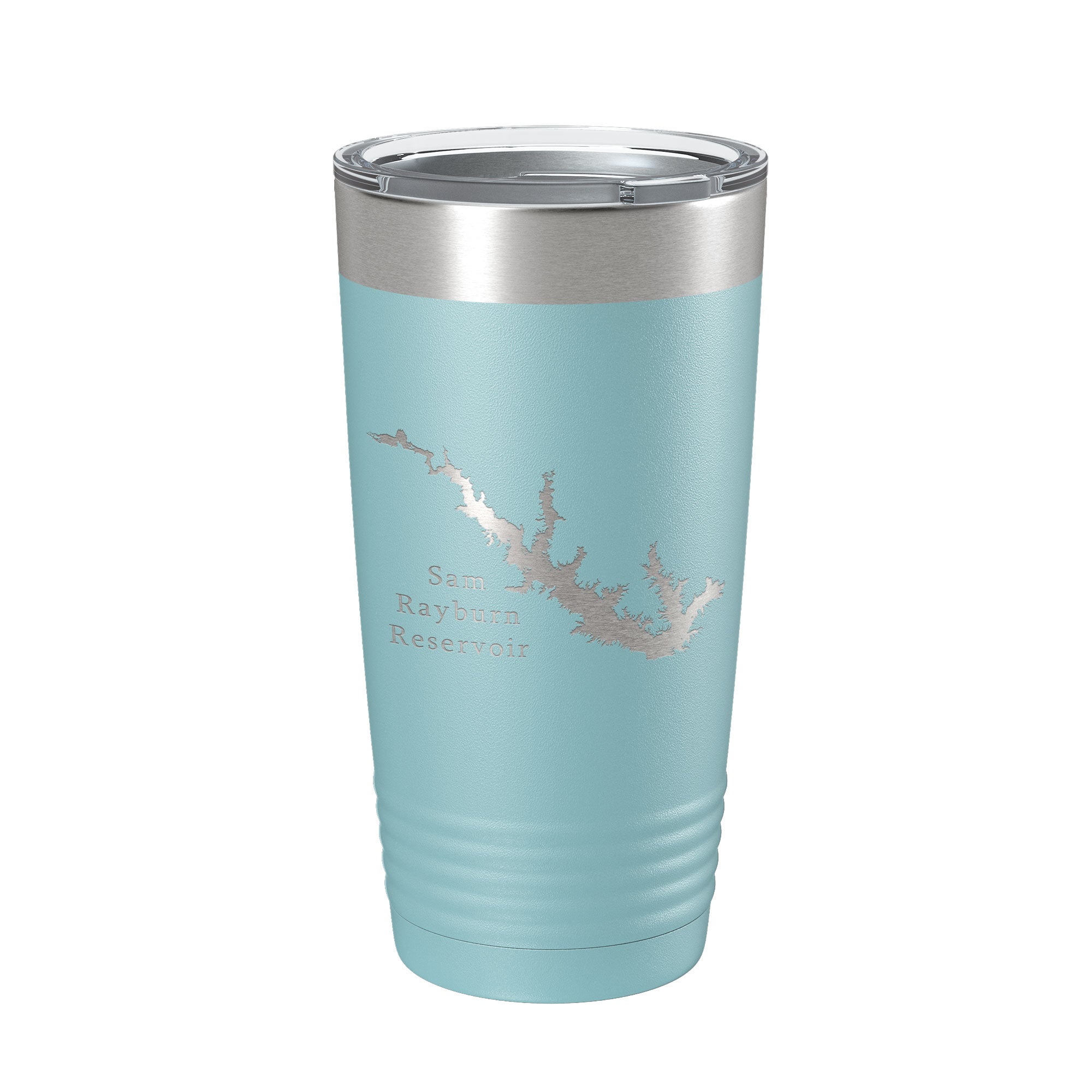 Sam Rayburn Reservoir Tumbler Lake Map Travel Mug Isoliert, lasergravierte Kaffeetasse Texas 20 oz
