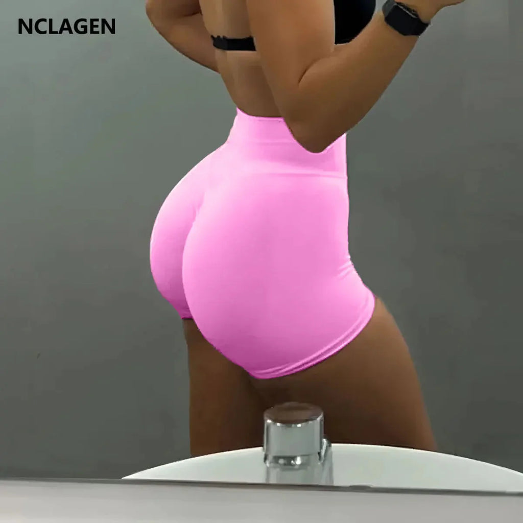 NCLAGEN Nahtlose Shorts 4.5" Gym Shorts Damen Scrunch Butt Fitness Sport Shorts Workout Nahtlose Leggings Laufen Yoga Hosen