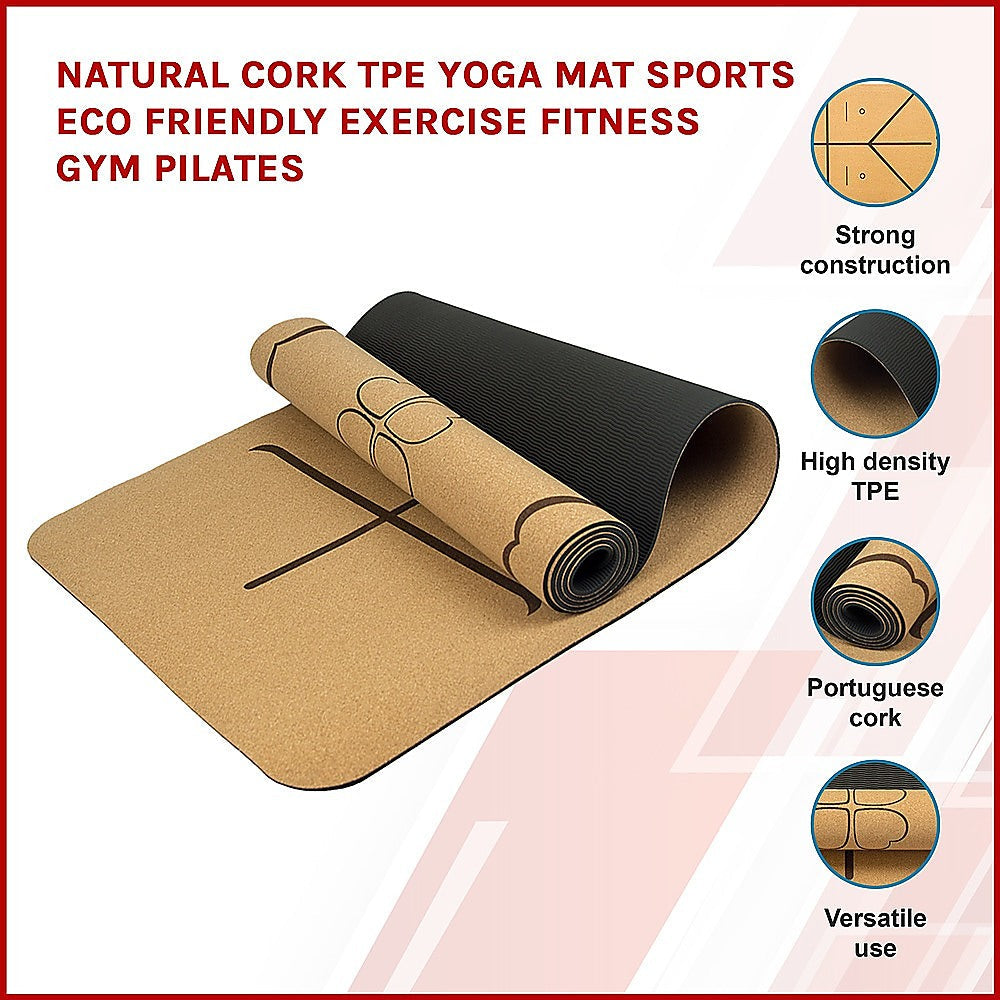 NNEDSZ Yogamatte aus Naturkork TPE Sport umweltfreundlich Übung Fitness Gym Pilates