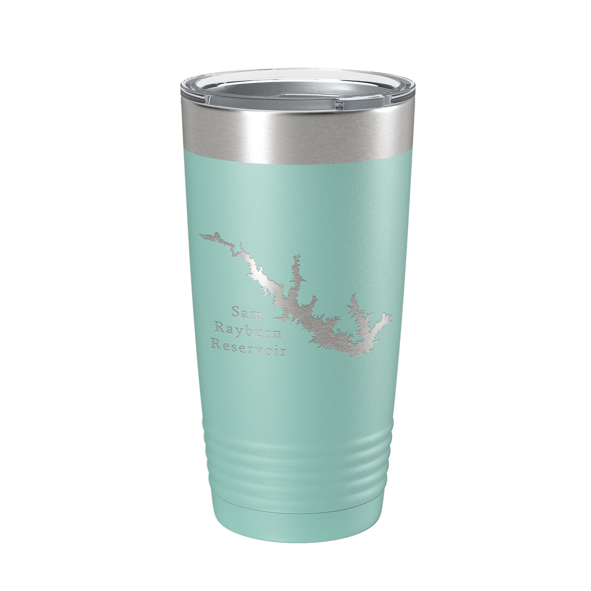 Sam Rayburn Reservoir Tumbler Lake Map Travel Mug Isoliert, lasergravierte Kaffeetasse Texas 20 oz