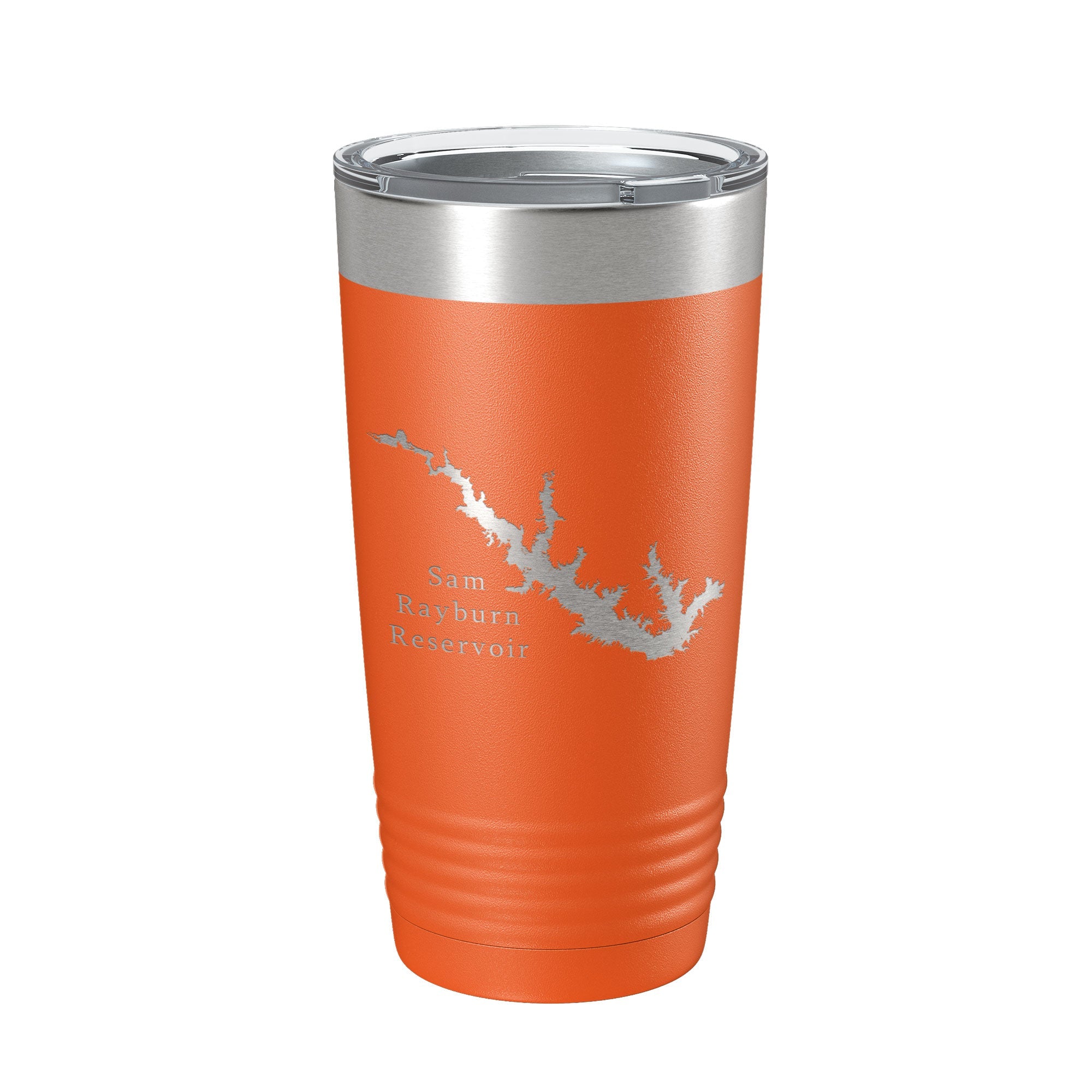 Sam Rayburn Reservoir Tumbler Lake Map Travel Mug Isoliert, lasergravierte Kaffeetasse Texas 20 oz