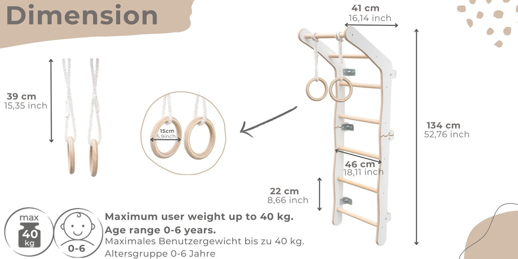 MAMOI® Sprossenwand, Gorilla-Klettergerüst aus Holz für Kinder, Indoor-Baby-Klettergerüst für Kleinkinder, Klettergerüst und Spielplatz, Kinder-Kletterwand, Turnstange und Ausrüstung für zu Hause