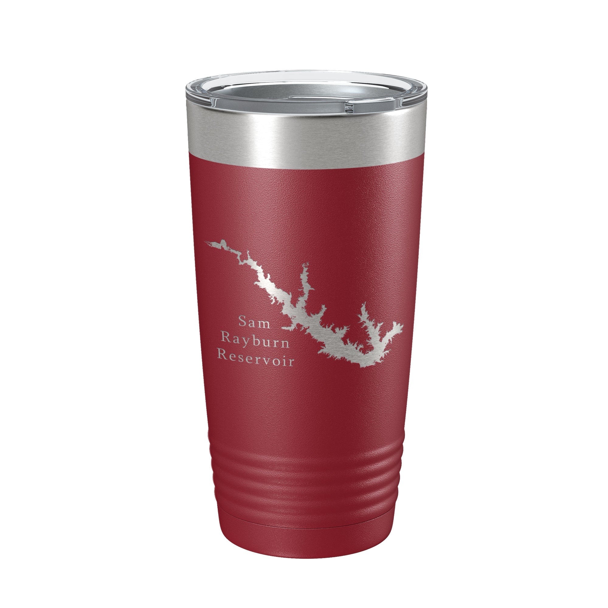 Sam Rayburn Reservoir Tumbler Lake Map Travel Mug Isoliert, lasergravierte Kaffeetasse Texas 20 oz