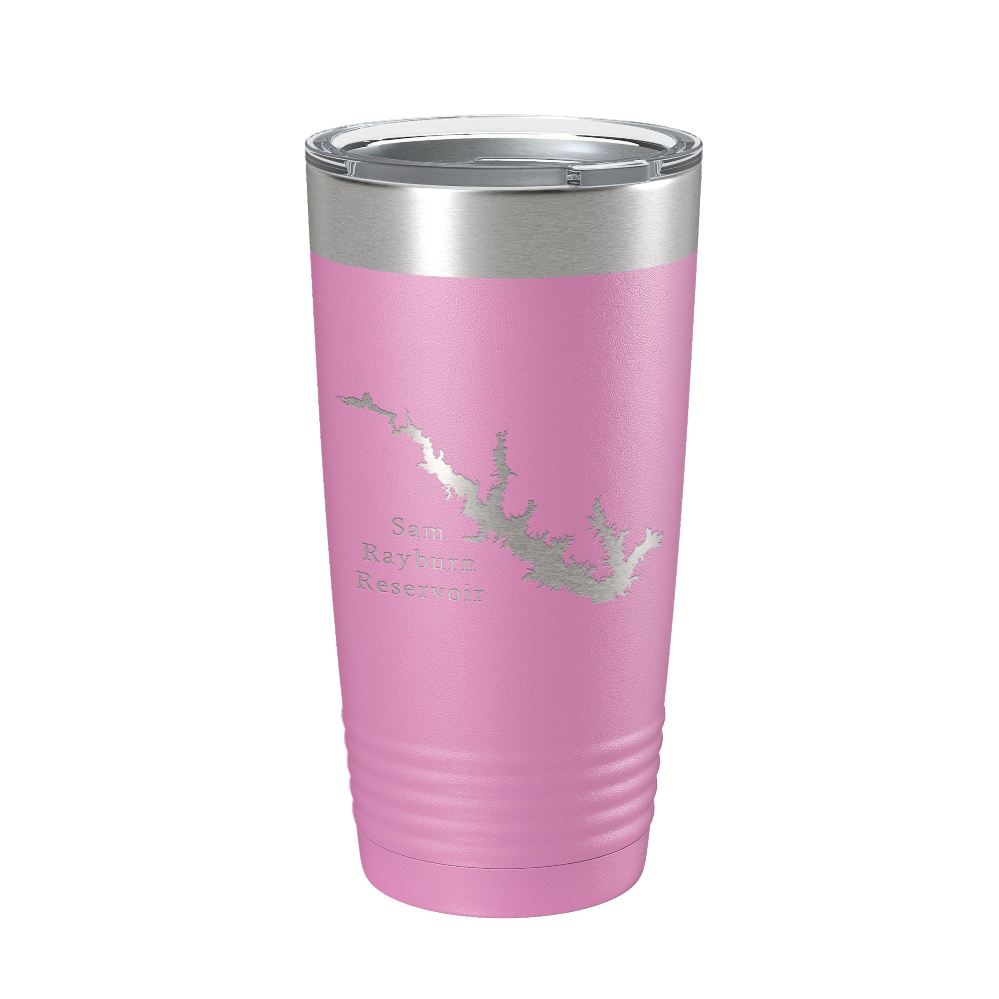 Sam Rayburn Reservoir Tumbler Lake Map Travel Mug Isoliert, lasergravierte Kaffeetasse Texas 20 oz