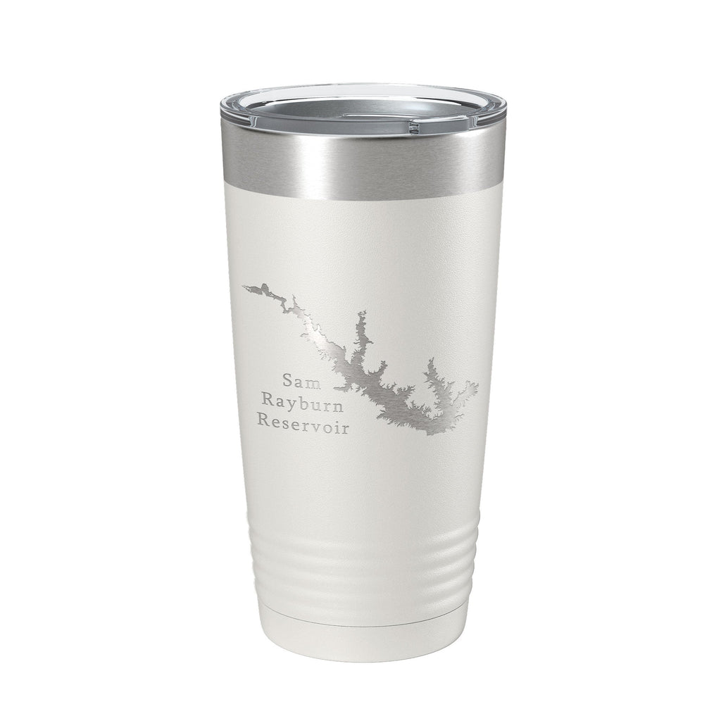 Sam Rayburn Reservoir Tumbler Lake Map Travel Mug Isoliert, lasergravierte Kaffeetasse Texas 20 oz