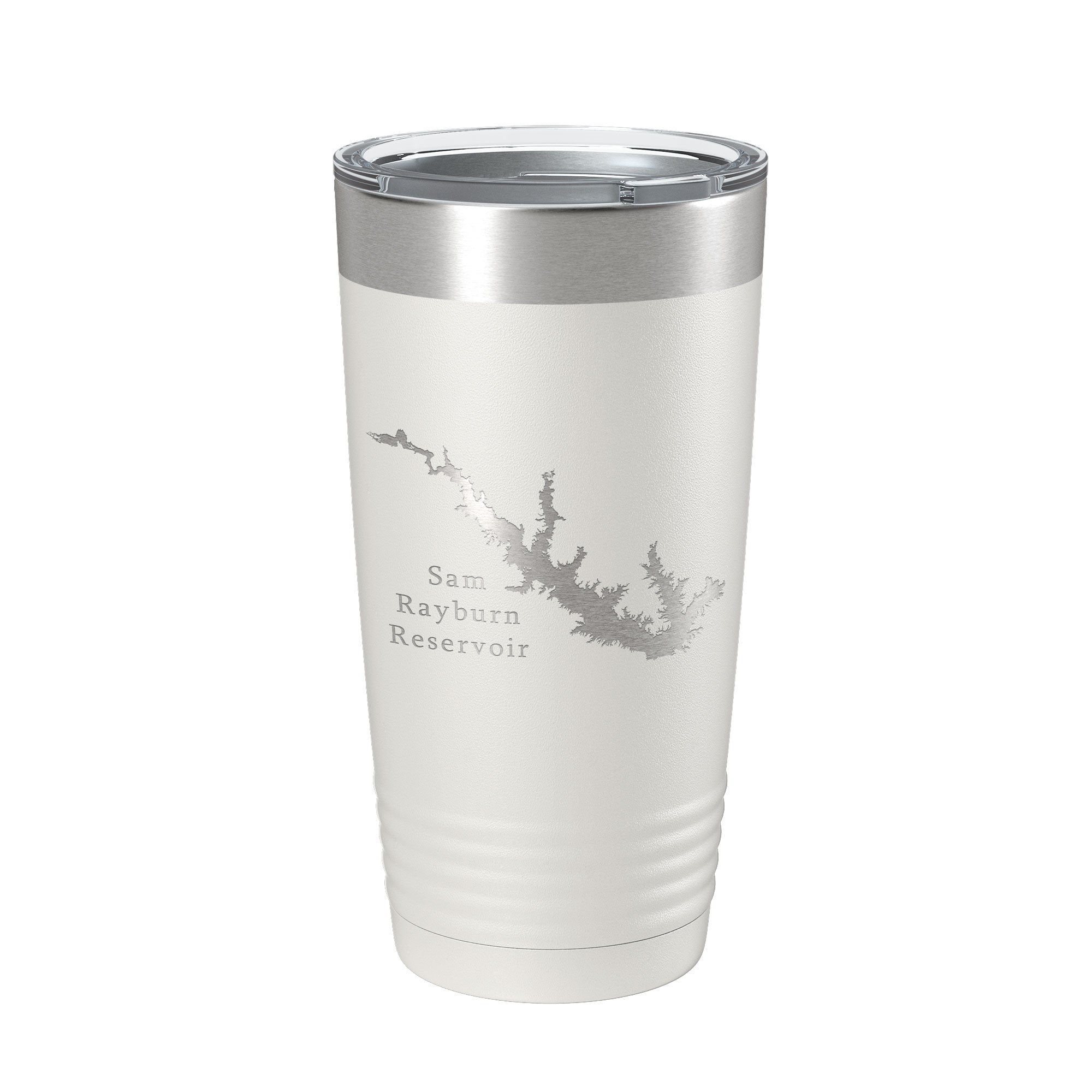 Sam Rayburn Reservoir Tumbler Lake Map Travel Mug Isoliert, lasergravierte Kaffeetasse Texas 20 oz