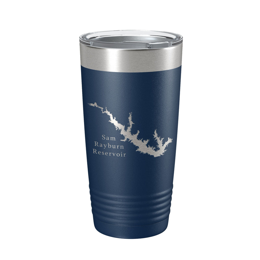 Sam Rayburn Reservoir Tumbler Lake Map Travel Mug Isoliert, lasergravierte Kaffeetasse Texas 20 oz
