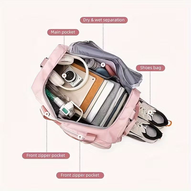 Pinke Nylon-Reisetasche für Reisen und das Fitnessstudio